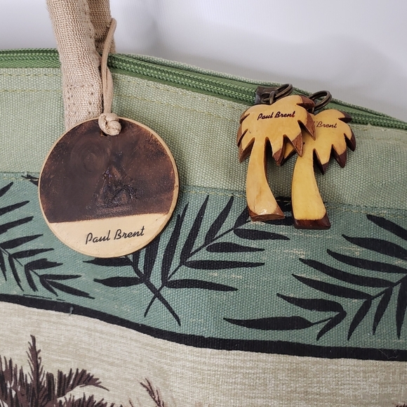 Paul Brent Tropical Weekend Bag Tote Canvas Seaside Palm Trees - Picture 6 of 14
